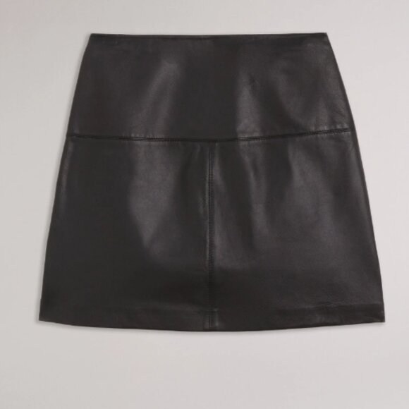 Ted Baker 100% Leather A-Line Mini Skirt - Size 10 - Picture 5 of 8